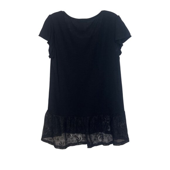 Style & Co Tunic Top Womens Small Black White New WOT Lace Hem - Picture 2 of 7